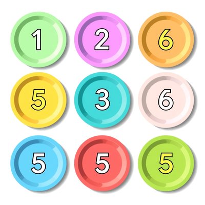 Kartonowe talerzyki z naklejkami 1–5 (szablon)