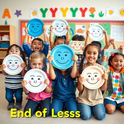 Zdjęcie zakończeniowe: Dzieci pokazują maski