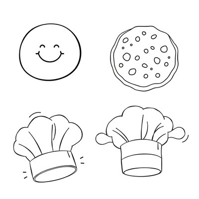 Kolorowanki: bułeczka, ciasteczko, wałek