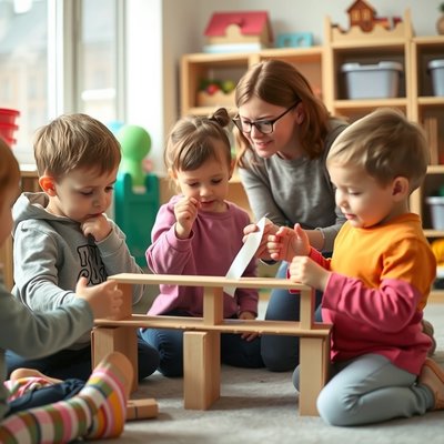 Zdjęcie dzieci budujących mosty