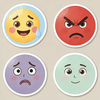 Karty emotikonów – zestaw okrągłych buziek