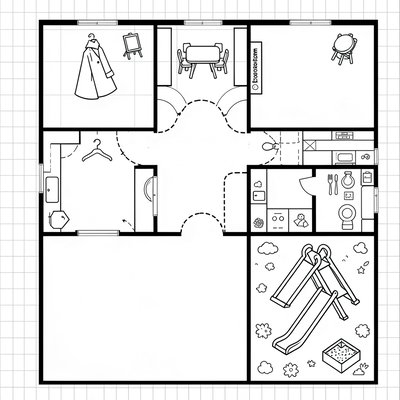 Plan przedszkola — szablon do rysowania