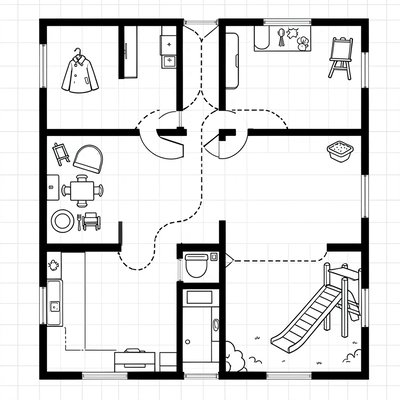Plan przedszkola — szablon do rysowania