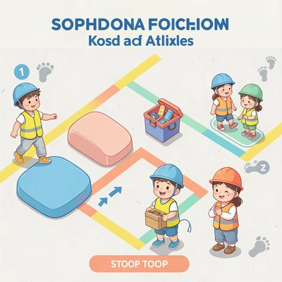 Plakat/ilustracja: Tor ruchowy — Praca inspektora BHP