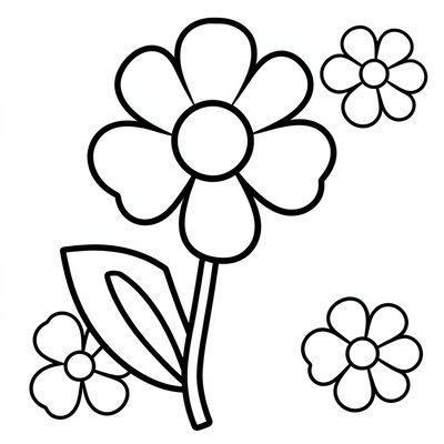 Kolorowanka — kontur kwiatuszka