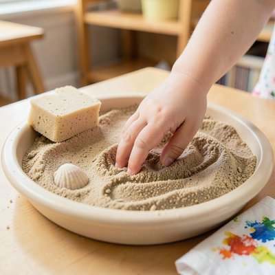 Stanowisko sensoryczne — suchy piasek do zabawy