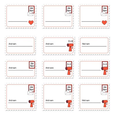 Etykietki pocztowe — drukowalne karteczki z miejscem na imię