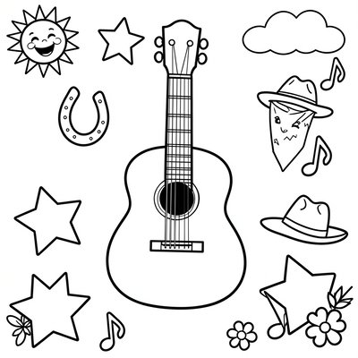 Kolorowanka — Motywy country i gitara