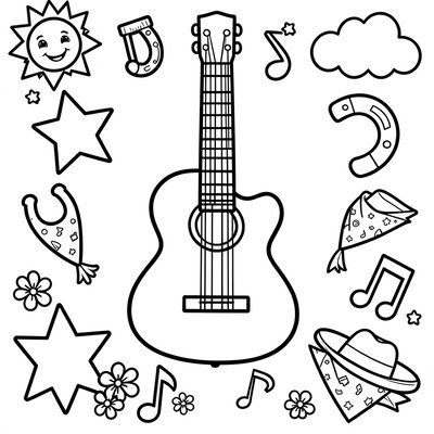 Kolorowanka — Motywy country i gitara