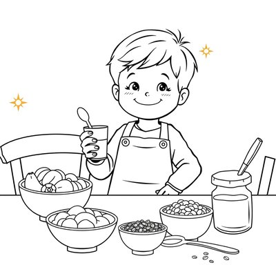 Kolorowanka — Mały chemik z kubeczkiem