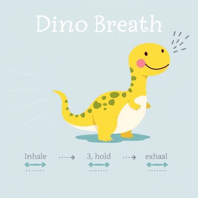 Plakat ćwiczenia 'Dino-oddech'