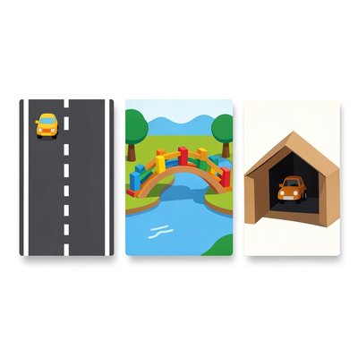 Proste ilustracje: droga, most, tunel