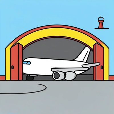 Lotnisko / hangar (laminowany obrazek)