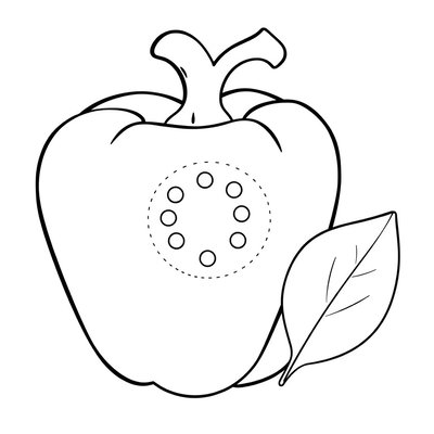 Kolorowanka papryki z miejscem na nasiona i liść