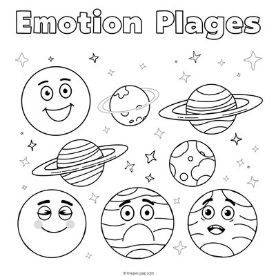 Kolorowanki: Planety-Emotki (kontury)