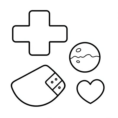 Strona z kolorowankami — symbole apteczki