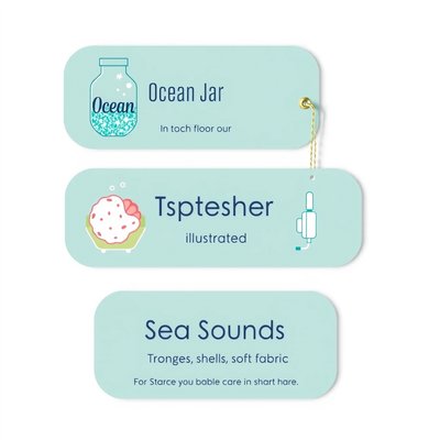 Tabliczki-stacje: Słoik oceaniczny / Dotykowe dno / Dźwięki mórz