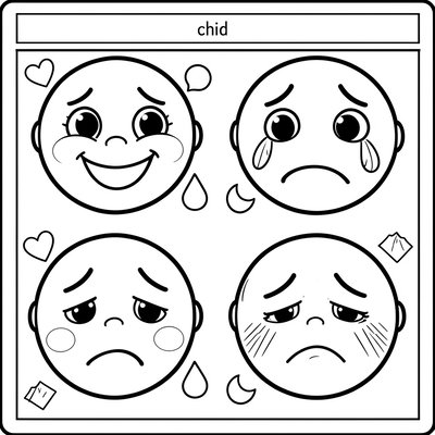 Kolorowanka: buźki emocji