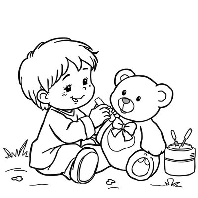 Kolorowanka: Mały ratownik z pluszakiem