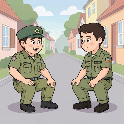 Patrol rozmawiający z mieszkańcem