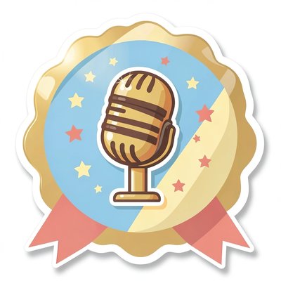 Naklejka nagrody — odznaka 'Mały Podcaster' (grafika)