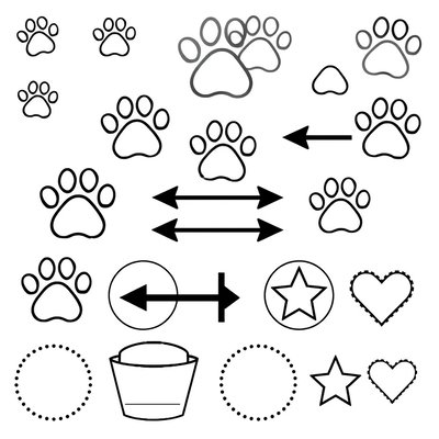 Szablony: łapki i oznaczenia toru