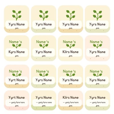 Naklejki z imionami do pojemniczków na nasiona