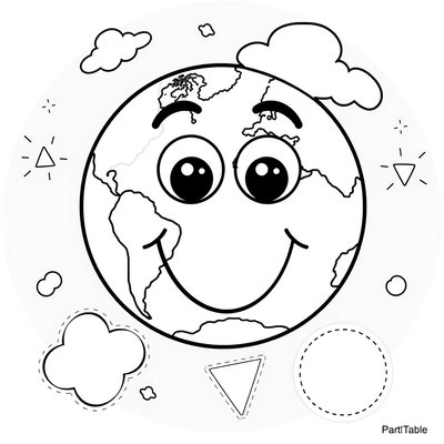 Szablon pracy plastycznej 'Uśmiechnięta Ziemia' — papierowy talerzyk