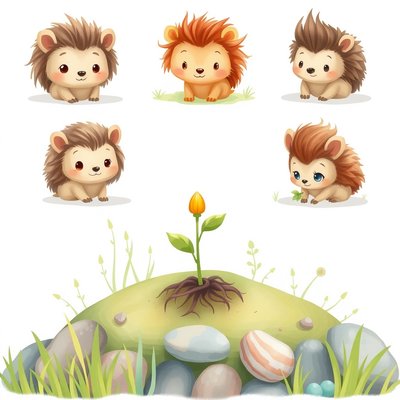 Ilustracje do opowiadania (zwierzątko i roślinka)