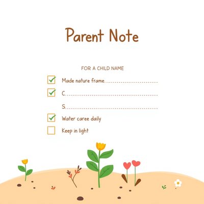 Notatka dla rodziców — co dziecko zrobiło