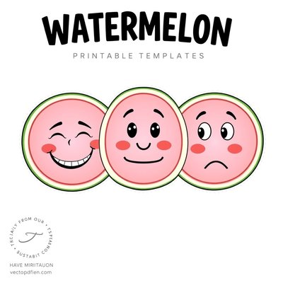Arbuzowe buzie — trzy emocje (szablon)