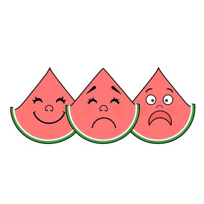Arbuzowe buzie — trzy emocje (szablon)
