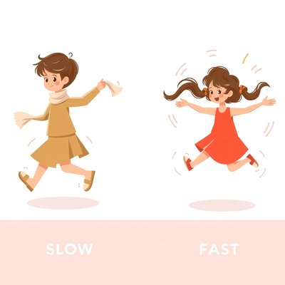 Eksperyment z tempem — wolno vs szybko (plansza porównawcza)