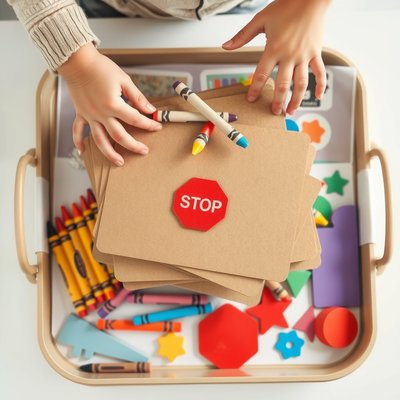 Układ materiałów na tacy — zdjęcie z góry