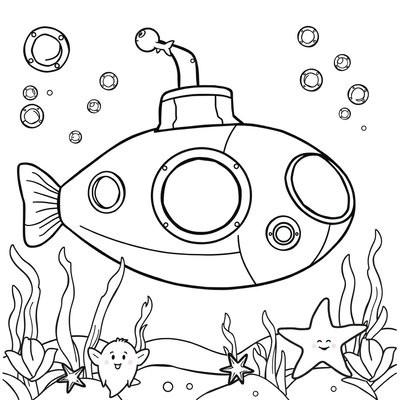 Kolorowanka: Mała łódź podwodna