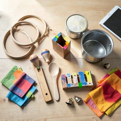 Zestaw instrumentów — flat lay