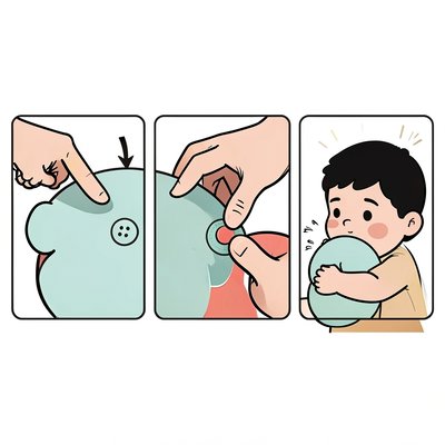Instrukcja obrazkowa — Przyklejanie guzika na rzep (krok po kroku)