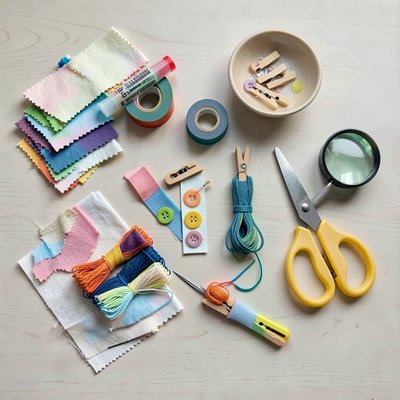 Zdjęcie materiałów — Zestaw do naprawy (flat lay)