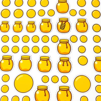 Arkusz naklejek — małe słoiczki miodu (szablon)