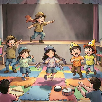 Ilustracja 'Scenka muzyczna' – małe grupy