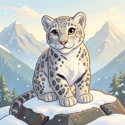 Pantera śnieżna — ilustracja edukacyjna