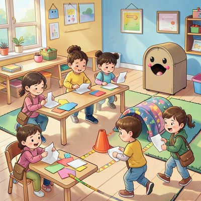 Ilustracja sceny — Mali listonosze w akcji