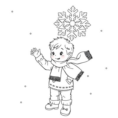 Kolorowanka: tańczący płatek i dziecko z chustą