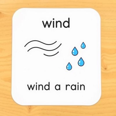 Karta: Wiatr / Deszcz — flashcard