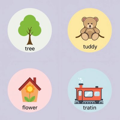 Karty stacji (drzewo, miś, most)