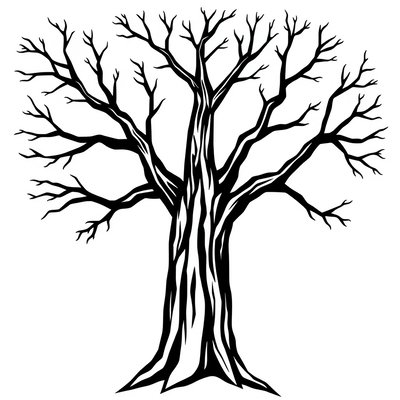 Szablon pnia drzewa (brystol) — kontur do malowania paluszkami