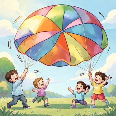 Ilustracja: Chusta animacyjna w użyciu
