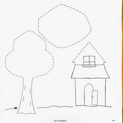 Szablony rekwizytów z papieru — drzewo i domek