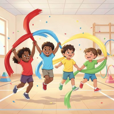 Plakat: Sportowi Artyści — Ruchowa Przygoda z Kolorem