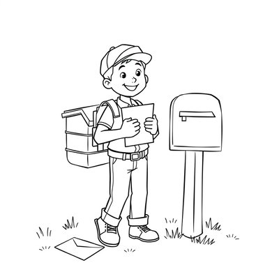 Kolorowanka: listonosz i skrzynka